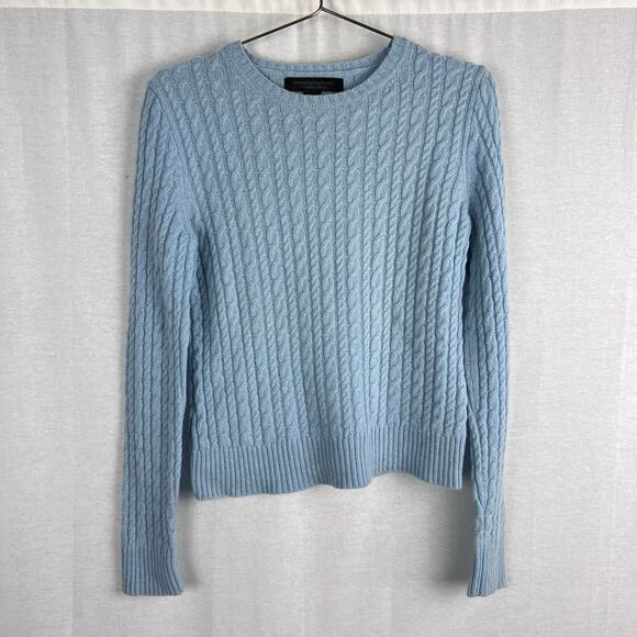 Vintage Express Sweater Blue Cable Knit Pullover Y2K Preppy Old Money Cozy Soft - Picture 1 of 4